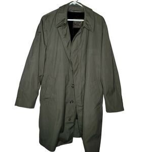 VTG Mens London Fog Trench Coat W/Zip Lining Green